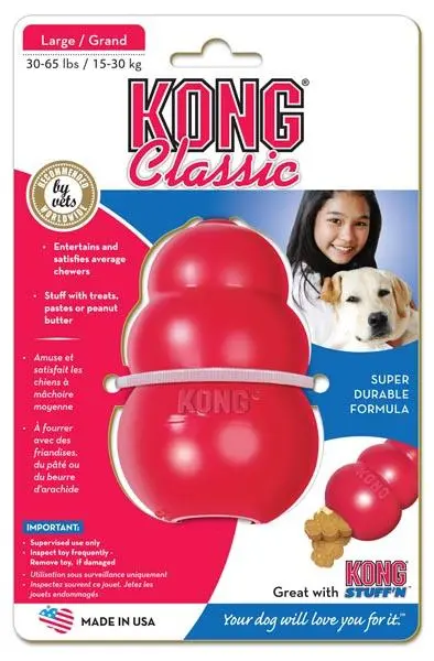 Kong Classic Large Rød - klassisk tyggelegetøj i gummi